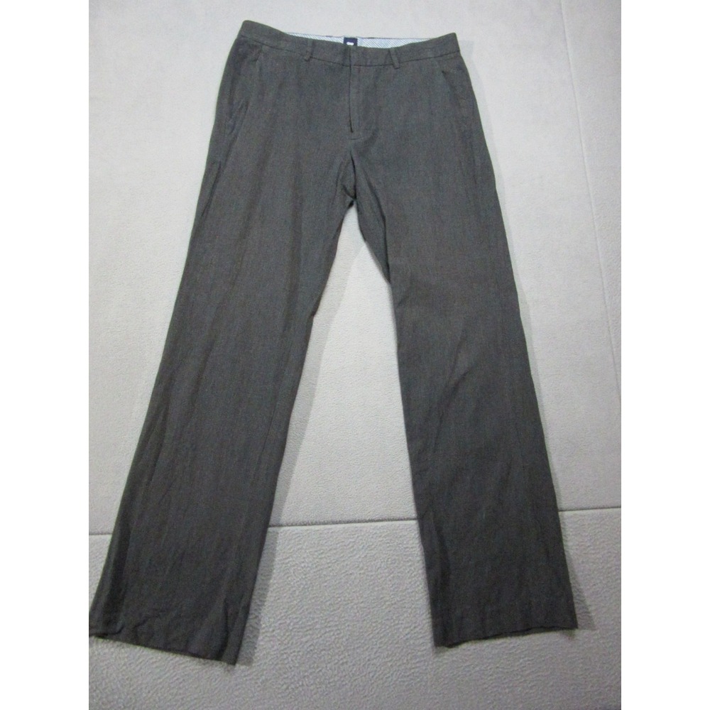 Gap Pants Mens 32x34 Gray Micro Plaid Business Dress Straight Leg Mid Rise